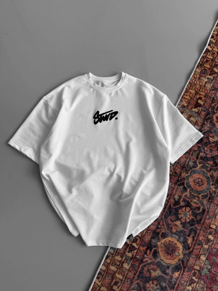 Buğrahayalin Baskılı Oversize T-shirt - Beyaz Beyaz