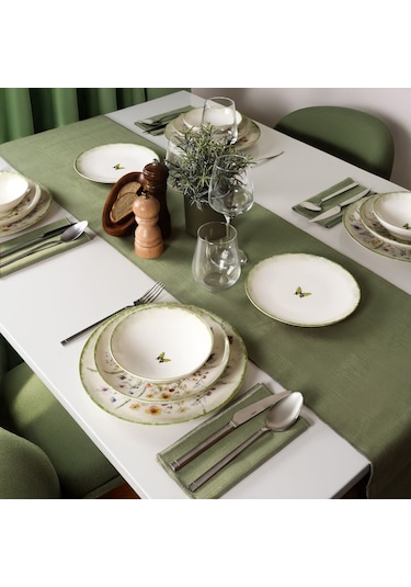 Güral Flora Green 16 Parça 4 Kişilik Yemek Takımı 4883 Desenli
