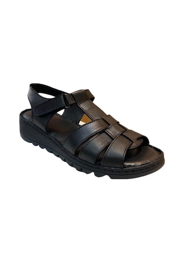Neon Akm-008 Kadın Siyah Hakiki Deri Sandalet - 36 Siyah