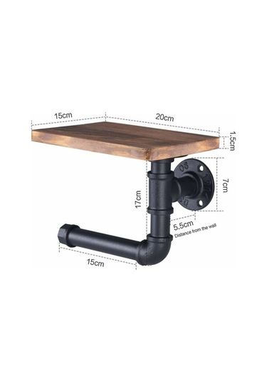 Novahub Raflı Tuvalet Kağıdı Tutucusu, Banyo İçin, Endüstriyel Tarz, Vintage, Rustik, Ev Dekorasyonu, 20x15x1.5cm, Ahşap, 865g Diğer