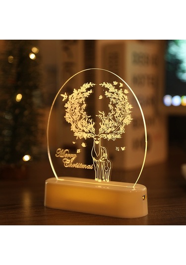 Soulader Akrilik Tabanlı Led Işıklı Neon Gece Lambası Noel Ağacı Dekorasyonu Ev Parti Süsleri Siyah