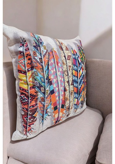 Modern Tarz Dijital Baskılı 4 Lü Dekoratif Kırlent Kılıfı Seti 43x43 Cm Şık Ve Renkli Tasarımlar Açık Bej