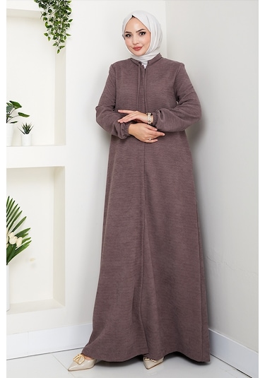 Şönil Gizli Fermuarlı Ferace 1628 - Açık Kahve Açık Kahverengi