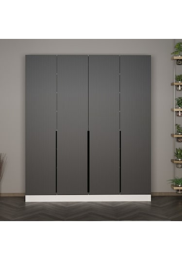 Minar Kale 210 Cm 4 Kapaklı 2b Raf Portmanto Byz Mbr Çizgili Ant