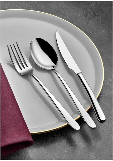 Arsel Miray Sade 77 Parça 12 Kişilik Çatal Kaşık Seti Gri