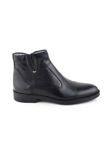 White World 764 Siyah Bot Hakiki Deri Siyah
