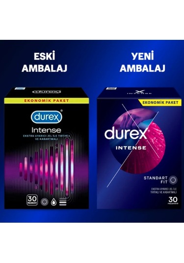 Durex Intense Uyarıcı Jelli ve Tırtıklı Prezervatif 30'lu