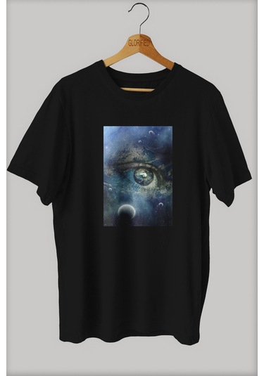 Noıssey -wed Evrenin Gözü Tasarım Baskılı Oversize T-shirt Tişört Sokak Tarzı Siyah