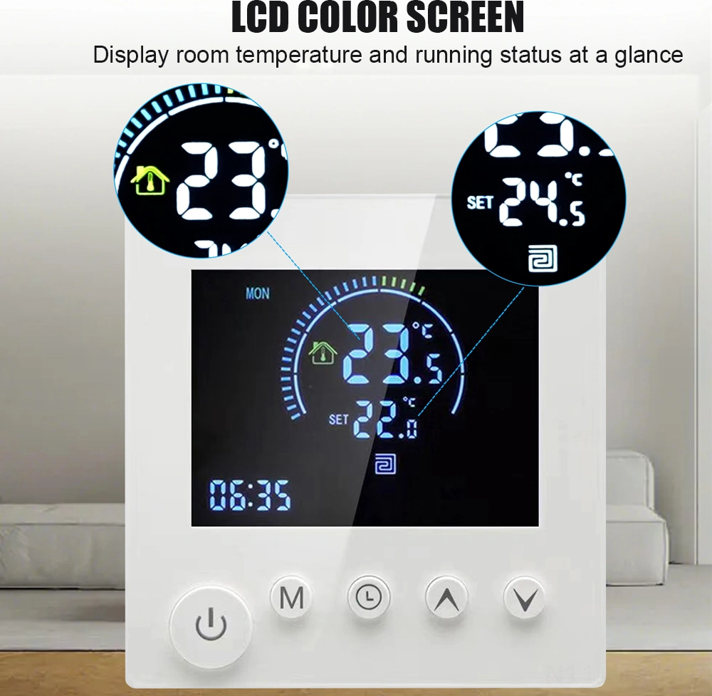 Qingmipy 16a Akıllı Lcd Ekranlı Radyant Isıtma Sistemi Termostati, Programlanabilir Zamanlı Sıcaklık Kontrolü, 90-240v, 1 C Doğruluk