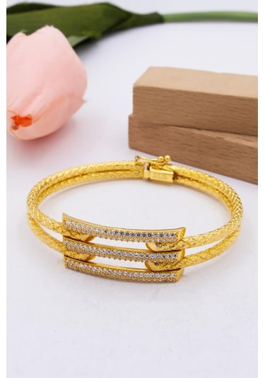 Latif Kuyumculuk 22 Ayar Altın İki Sıra İşlemeli Kaburga Kadın Bileklik Lkbk1152