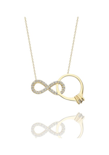 Tektaş Ve Kalp Özel Tasarım 14 Ayar Altın Kolye Altın