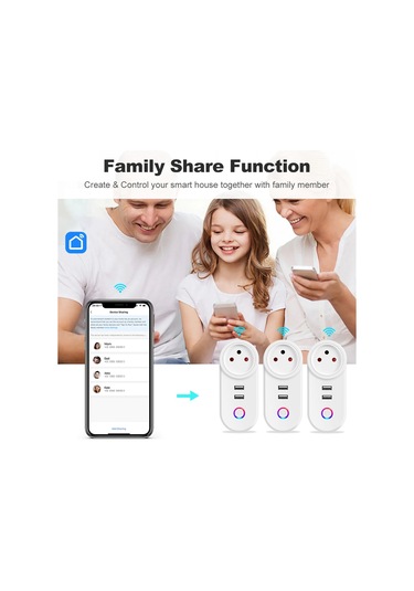 Xurunkeji İsrail Fişi Tuya Akıllı Ev 16a Wifi Akıllı Priz Güç Prizi Usb Şarj Çıkışı Alexa İçin Zamanlama Ses Kontrolü