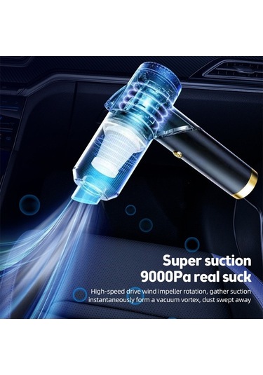 Fortunelane Q8 9000pa Güçlü Emişli Süpürgesi, Katlanabilir Led Işıklı, Ev & Araç Kullanımı