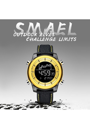Skycity Smael Sl-1556 Dijital Spor Saati 50m Su Geçirmez Erkek Kadın Kol Saati Alarm Zamanlayıcı Hafta/tarih Gösterici Led Işık Beyaz Altın