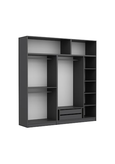 Minar Kale 5 Kapaklı 3 Aynalı 2 Ç Dolap Ve Yüklük Antrasit 255cm