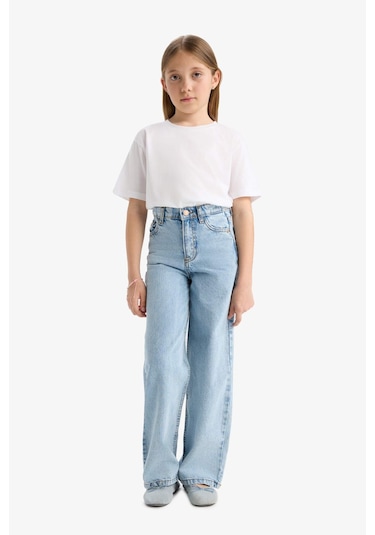 Defacto Kız Çocuk Wide Leg Geniş Paça Jean Pantolon D6485a825smnm39 Mavi