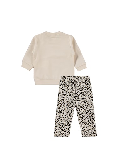 Civil Baby Leopar Kedi Baskılı 6-18 Ay Takım - Bej