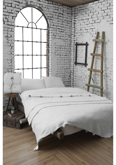 Dolce Bonita Home Tek Kişilik Ponponlu Pike Battaniye 150x200 Kre