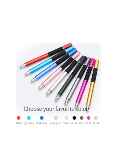 At-31 İletken Kumaş Kafa Hassas Enayi Kapasitif Kalem Kafası 1 Kalem Kafalı 2'si 1 Arada El Yazısı Kalemi Açık Mavi