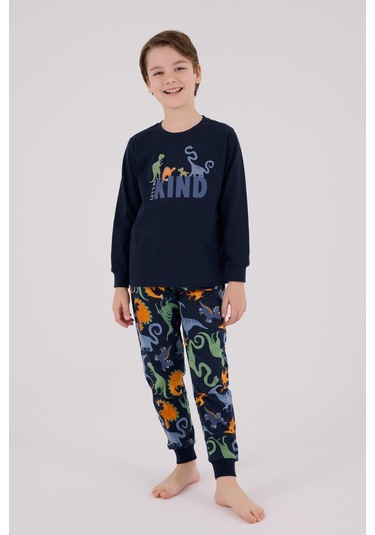 Rolypoly Erkek Çocuk Uzun Kol Pijama Takım Lacivert-1740 Lacivert
