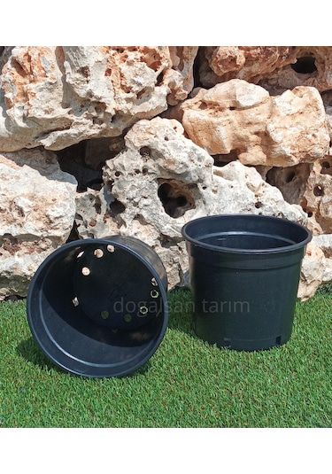 10 Adet 4,7 Lt Siyah Yuvarlak Üretim Saksı Fide Saksı Çiçek Saksı