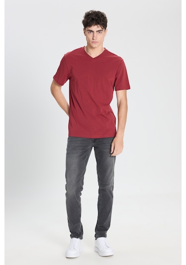 Erkek Antrasıt Pamuklu Esnek Slim Fit Dar Kesim 5 Cep Jean Kot Denim Pantolon Antrasit