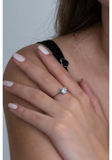 Takı Dükkanı Tek Taş Gümüş Kolye Küpe Ve Yüzük Seti Ags02 Gümüş