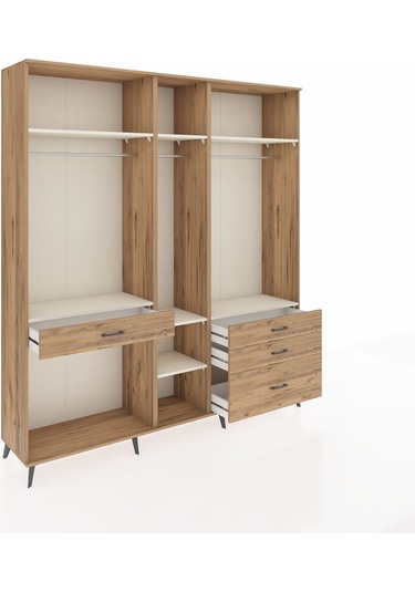 Hyperion Dolap 7 Raflı 4 Çekmeceli 3 Askılı 220x44x243 Çam-aytaşı/çam Aytası/atlas Çam