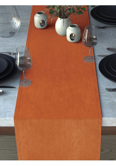 Kadife Dokulu Portakal Rengi Runner Portakal Rengi