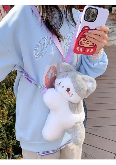 Shushumi Oyuncak Çanta Kedi Sırt Çantası Omuzdan Askılı Yazlık Crossbody Kürk 370690011 Beyaz