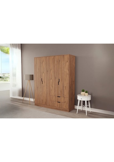 Moderno Xl 4 Kapaklı 2 Çekmeceli Gardırop Geniş Aileler İçin Şık Çözüm Atlantik Çam