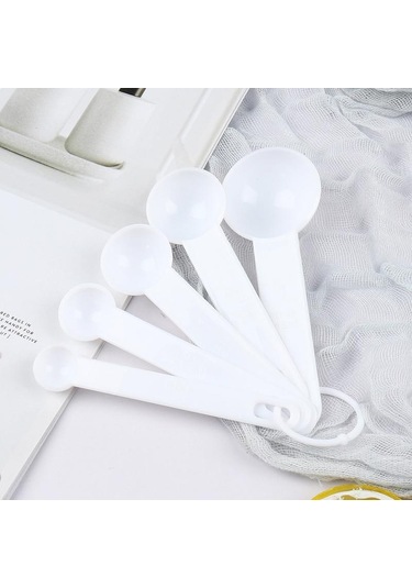 5 Adet Pişirme Pişirme Aletleri Plastik Ölçü Kaşığı Ölçü Kepçesi Ölçekli Beyaz