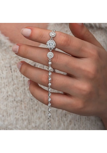 Artsmagazinmücevher Gümüş Zirkon Taşlı Yuvarlak Kadın Bileklik