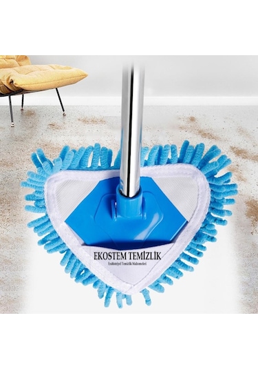 Ekostem Mini Boy Teleskopik Mikrofiber Makarna Uçlu Mavi Mop