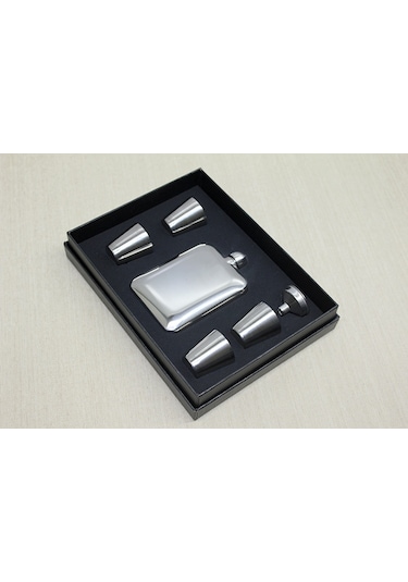 4 Shot Bardaklı Matara Seti Çelik Çok Renkli