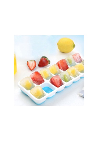 Geeksen 14 Izgaralı Silikon Buz Kalıbı Tepsisi Sıçramaya Dayanıklı Çıkarılabilir Kapaklı Ev Yapımı Buz Kalıbı Preslenmiş Buz Küpü Makinesi Okyanus Mavisi 14 Izgaralı Kapaklı 25,4 Çok Renkli