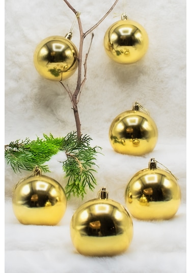 Waldern Yılbaşı Çam Ağacı Süsü Gold 8 Cm 6lı Cici Top