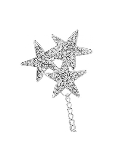 Homyl Parlak Taklidi Beş Köşeli Yıldız Broş Pin Rozeti Şık Erkek Gümüş