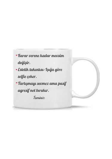 Terazi Burcu Kupa Renkli Burç Tasarımı Özlü Sözlü Hediye Kupa Astroloji Temalı Bardak Beyaz