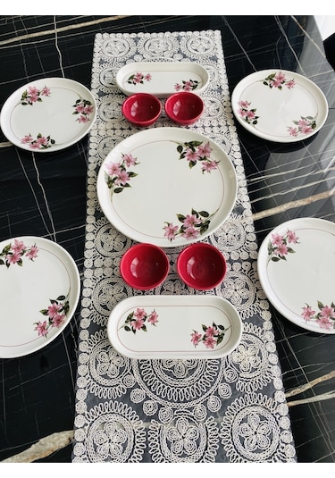 Kar Çiçeği 4 Kişilik 11 Parça Kahvaltı Takımı Vişne Çürüğü