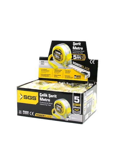 12 Adet 5mt X 25mt Şeffaf Stoplu Şerit Metre 5570 Standart