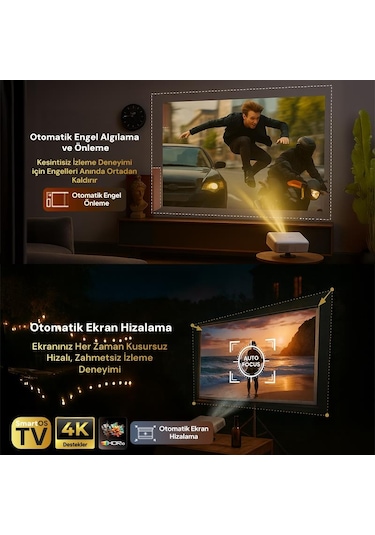 Vankyo Aurzen D1 Smart Tv 4k Destekli Projeksiyon Cihazı +hdr10+auto Focus+auto Keystone+6g Wifi+6.1bt+dolby Ses Sistemi - Ps5/ps4/xbox