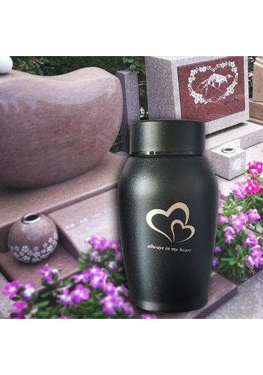 Homyl Pet Urns Paslanmaz Çelik Hatıra Urn Su Geçirmez Siyah Altın