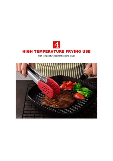 Padalink 304 Paslanmaz Çelik & Silikon Gıda Kıyma, Izgara Ve Steak İçin Isıya Dayanıklı Antiparç Kalem夹, Siyah Çok Renkli