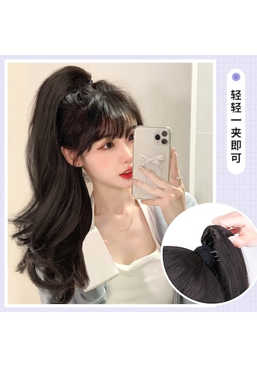 At Kuyruğu Peruk Kadın Uzun Saç İnternet Ünlü Yüksek At Kuyruğu Kavrama Büyük Dalga Büküm Örgü Uzun Rulo Askı Yaz Tarzı