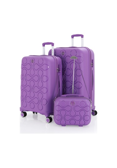 Mçs Polipropilen 3lü Valiz Seti Büyük & Orta & Makyaj V376 S23sy1000051-set 00014 Mor