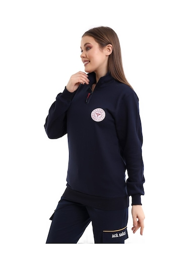 112 Acil Sağlık Sweatshırt Kışlık Balıkçı Yaka Lacivert -7339