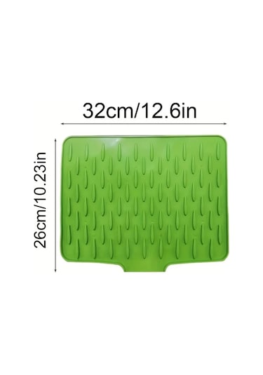 Willowhaven Yeşil Silikon Tezgah Kurutma Matı Yerleşik Drenaj Kaymaz Isıya Dayanıklı