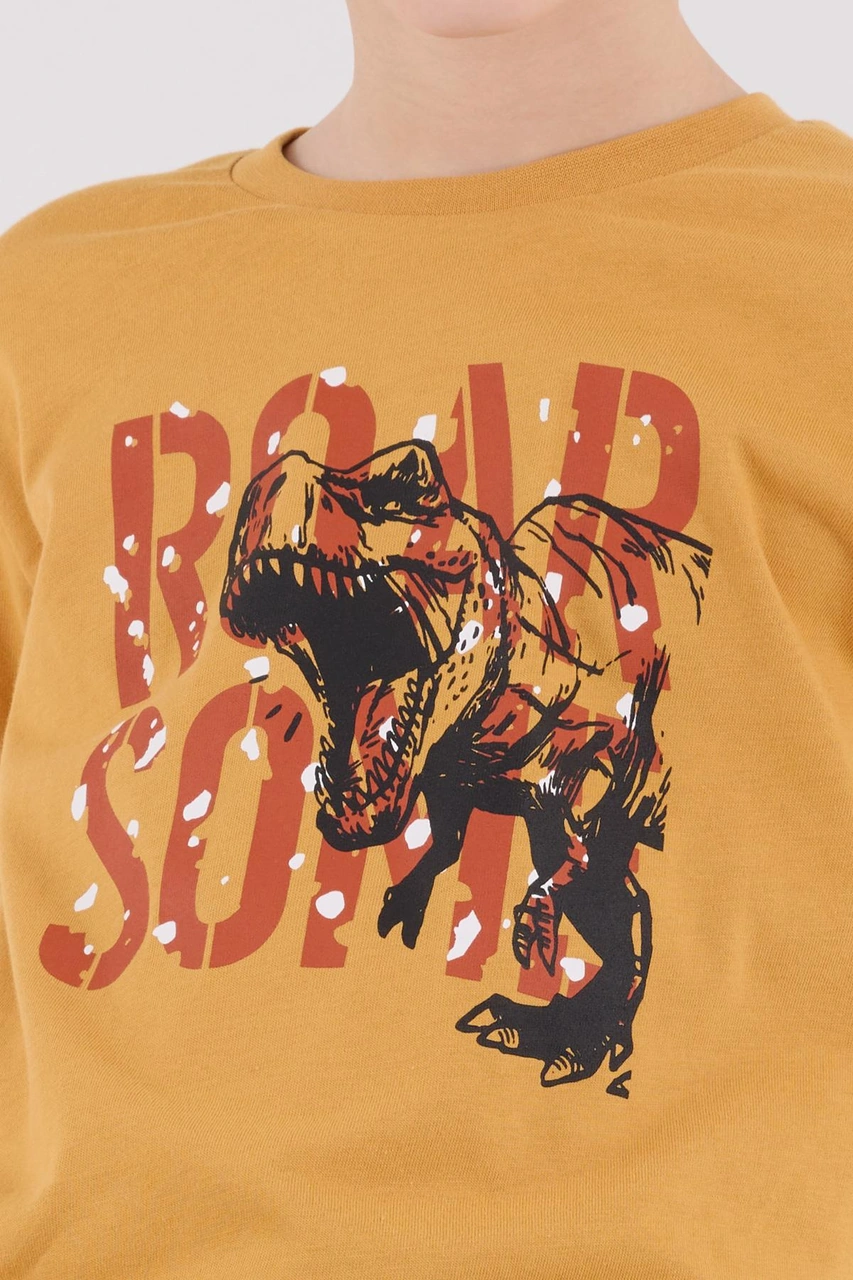 Rolypoly Erkek Çocuk Uzun Kol Pijama Takım Hardal-1867 Hardal