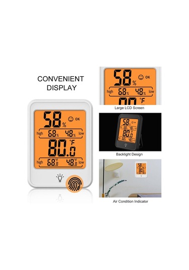 Jms Büyük Lcd'li Dijital Higrometre Termometre İç Mekan Sıcaklık Ve Nem Ölçer Monitör Ölçer  Beyaz